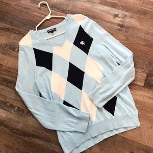 Men’s Express V neck  Sweater. Medium blue